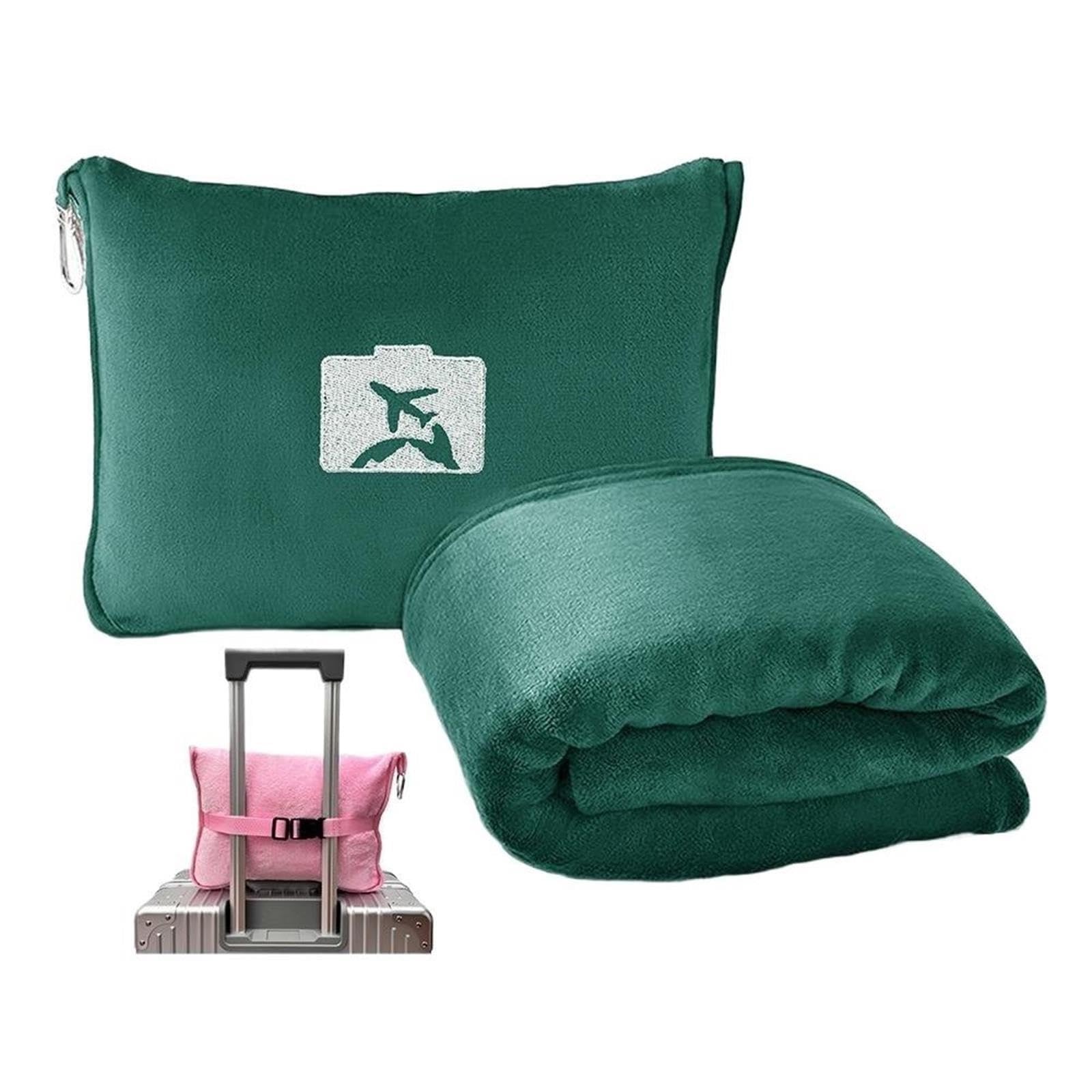 Manta de viaje portátil 2 piezas y almohada en 1 para Viajes, Tren, Avión