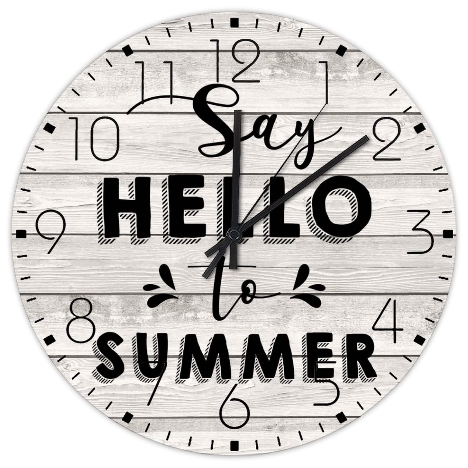 Horloge murale ronde en bois Say Hello to Summer pour célébrer la douceur de vivre