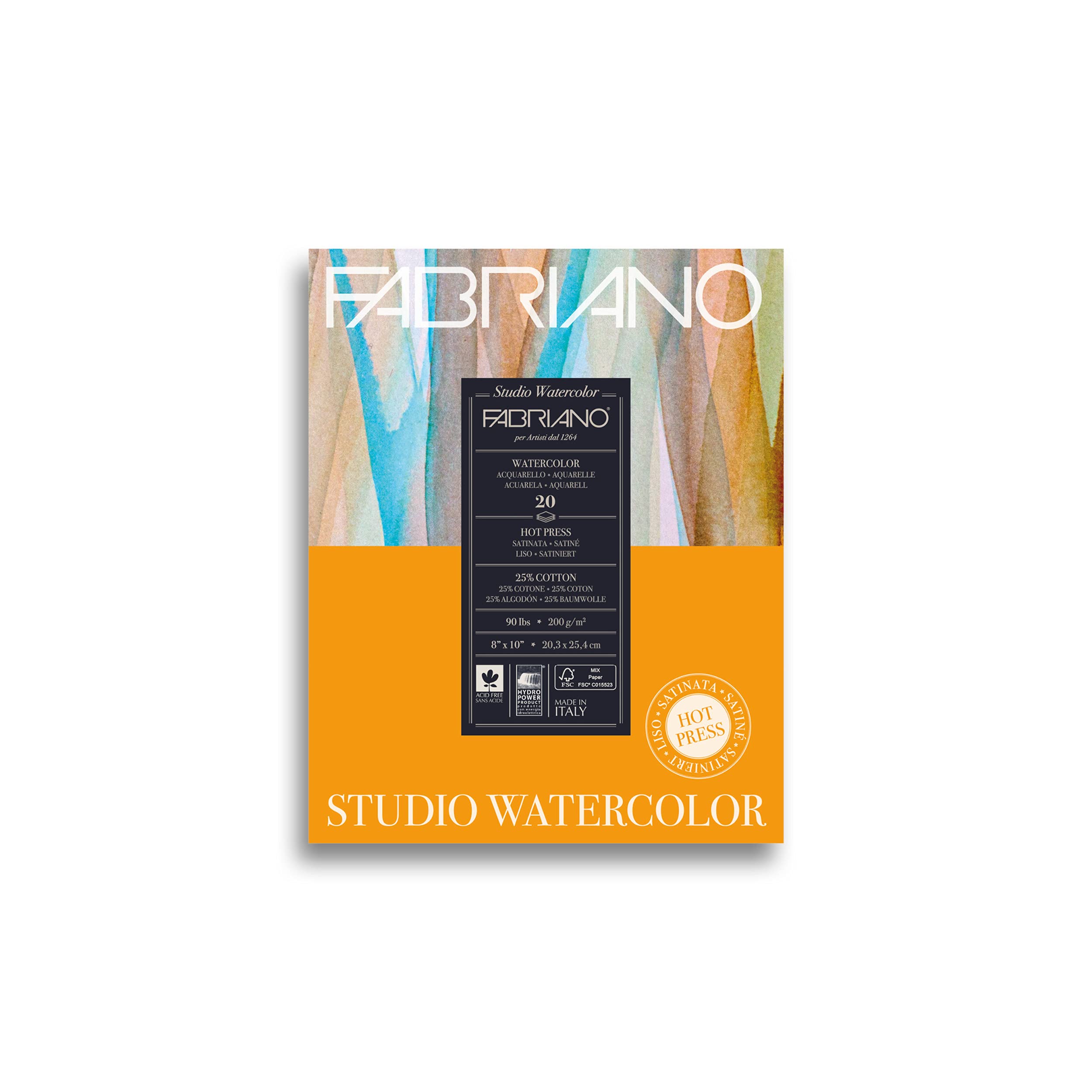 FabrianoStudio Hot Press Watercolor Pad, 8 x 10, White