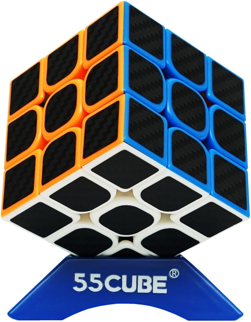 55cube Carbon Fiber Cube 3x3 Speed Cube with Carbon Fiber Stickers