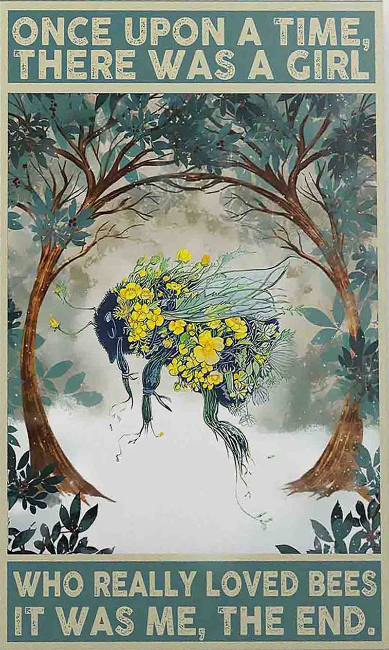 TOCMANE Metal Sign Melissa Poster Once Upon A Time There was A Girl Who Really Loved Bees and It was Me in The End Home Decor Retro Vintage Metal Poster Wall Decoration 8x12inch