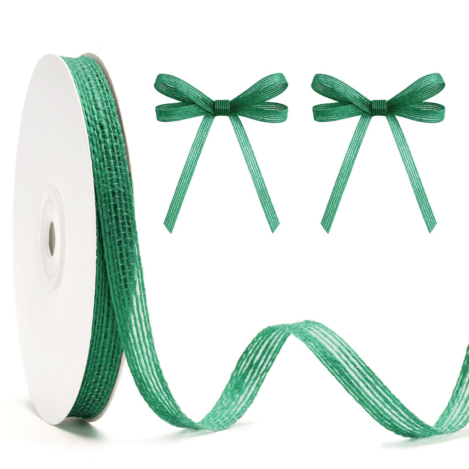 KINGLAKE Jute Hessian Ribbon - 10mm 20 Yards Green Burlap Ribbon — image 1