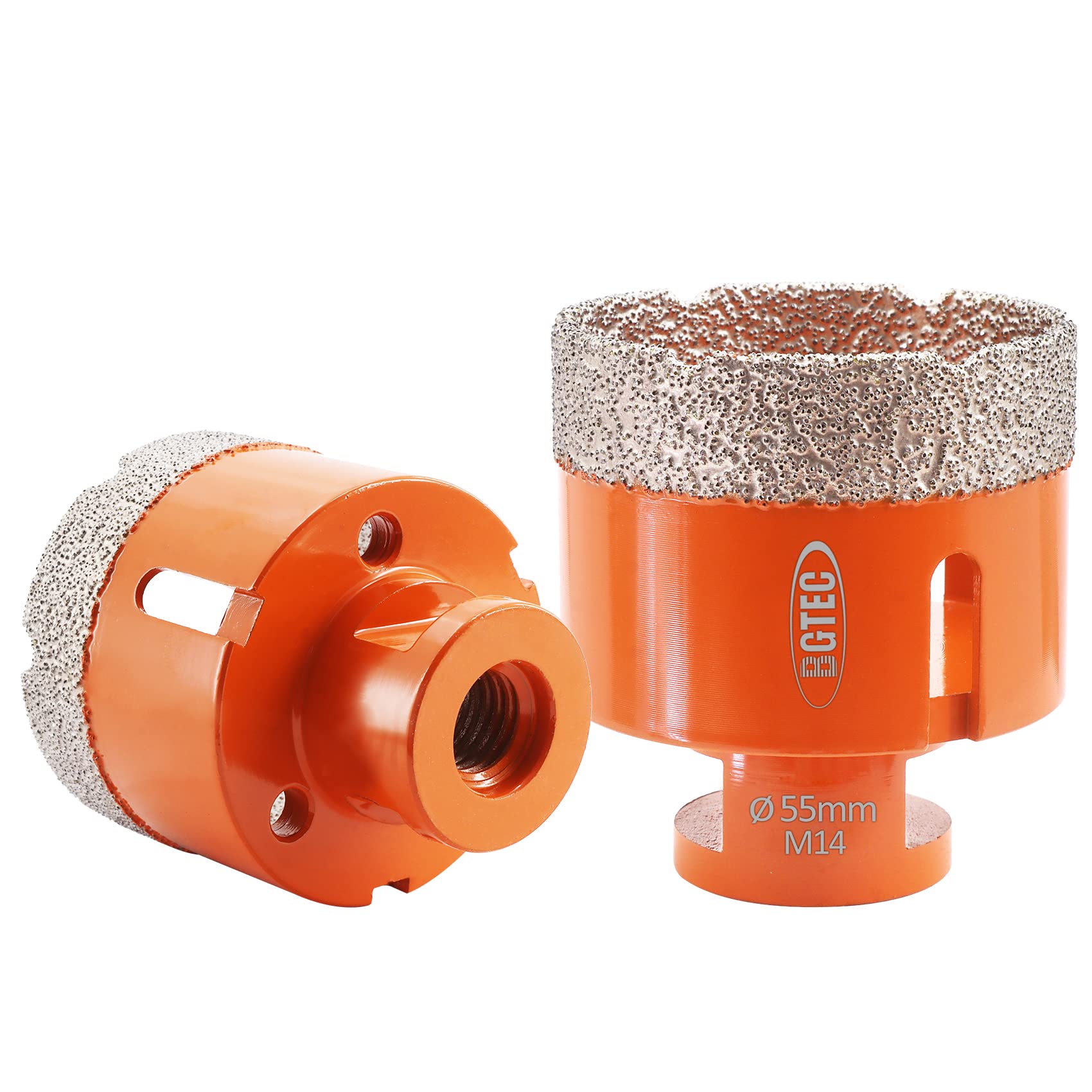 BGTEC Brocas de Diamante Seco para Baldosas de Porcelana Mármol de Cerámica Ladrillo M14 Hilo 2 piezas Diámetro 55 mm