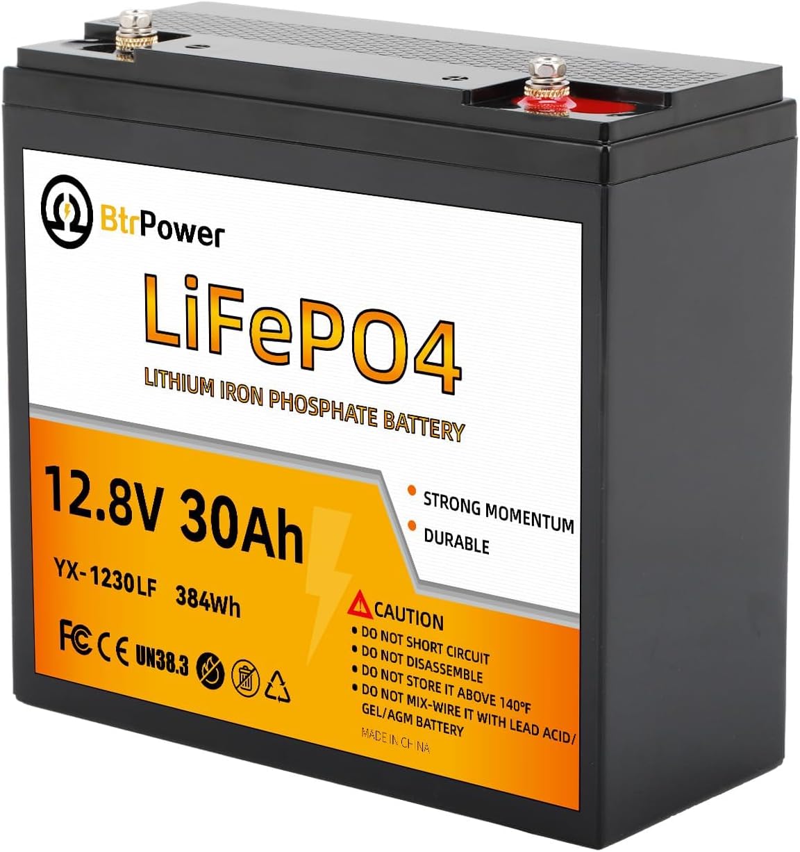 12V 30Ah LiFePO4 Lithium Battery, Built-in 30A BMS, 4000+ Cycles,12V 30Ah LiFePO4 BatteryGreat for Trolling Motor, Power Wheelchairs, Replacement of 12V 35AH SLA Battery