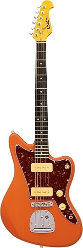 Miniatura 6 de CNZ Audio JM - Guitarra eléctrica verde esmeralda con golpeador de tortuga de 3 capas, cuello de arce, pastillas dobles P-90, tono puro