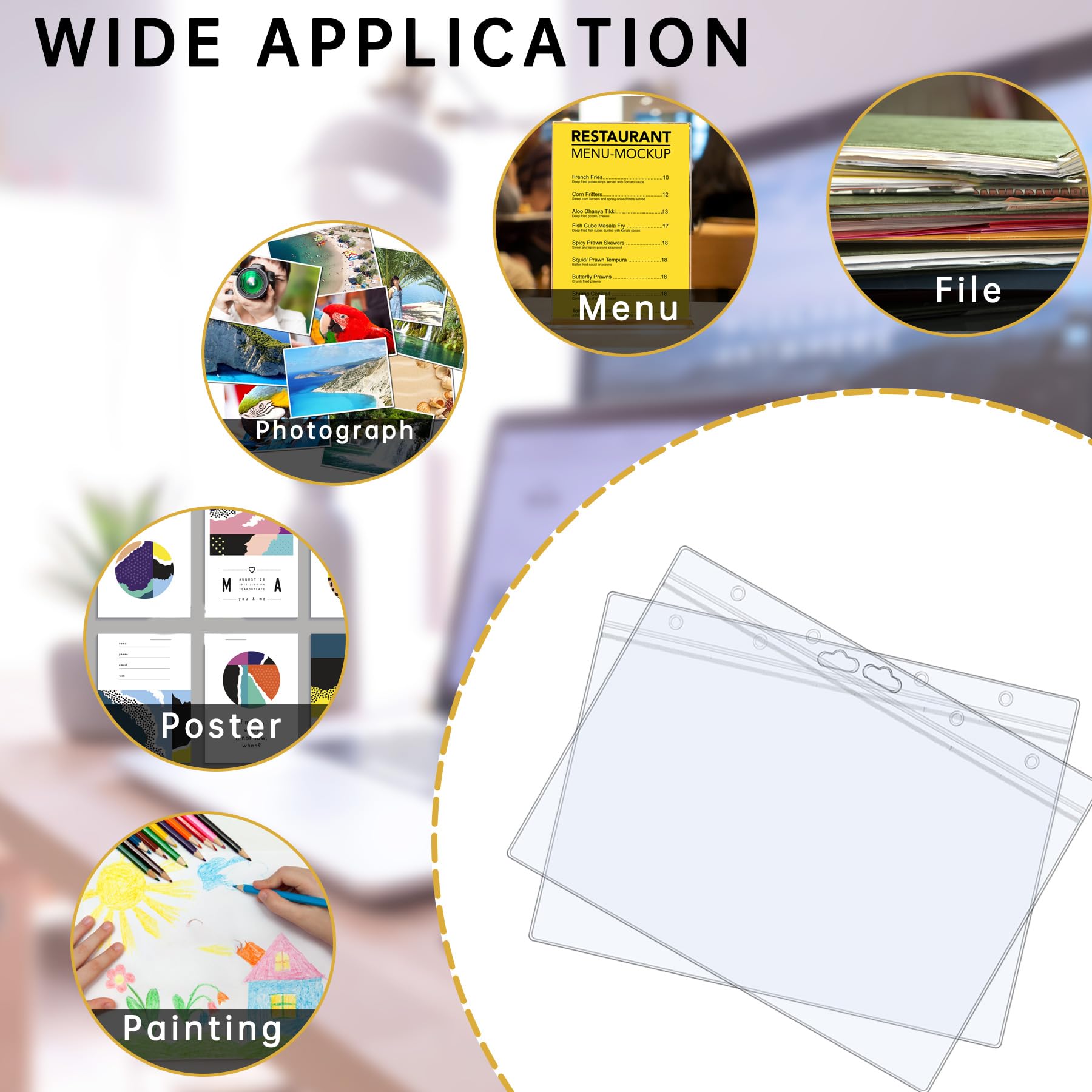 AKONEGE 6 protectores de hojas rígidas de 8.5 x 11 pulgadas, impermeables, resellables, con cremallera, fundas de plástico rígido transparente para fotos, certificados, soporte de documentos