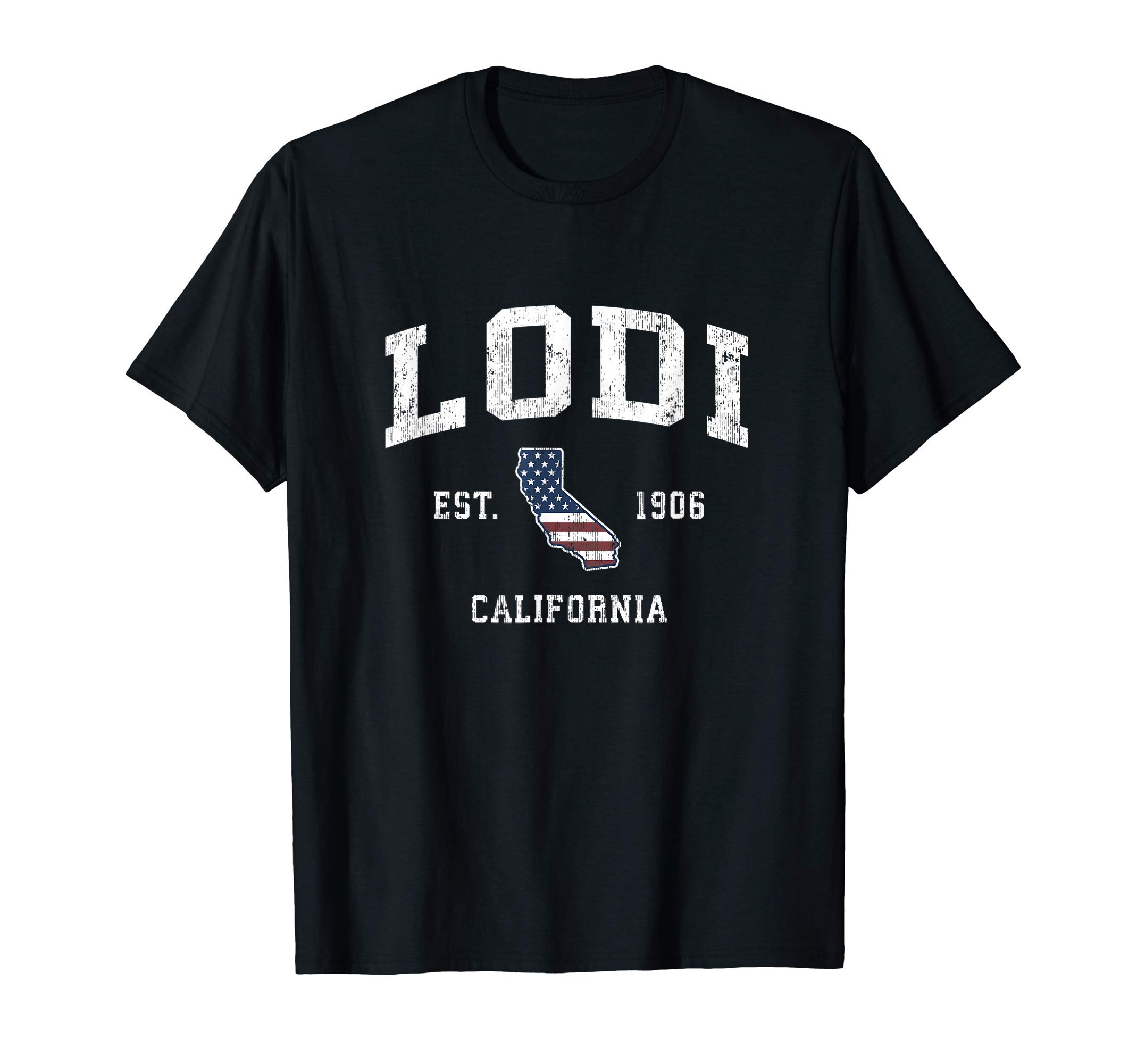 Lodi CA T-Shirts & Retro TeesLodi California CA Vintage American Flag Sports Design T-Shirt