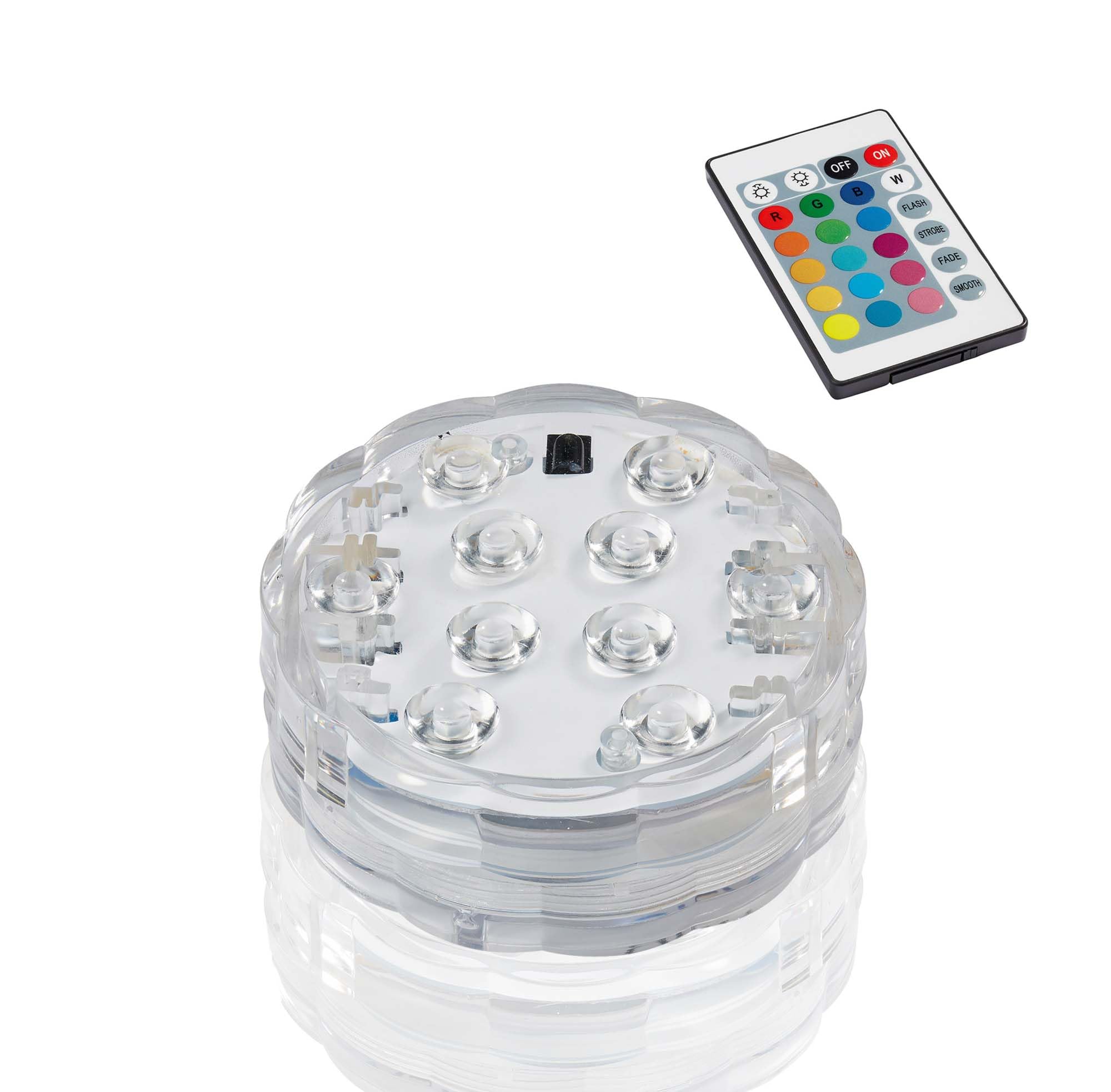 hellum 12x Unterwasser Licht, Fernbedienung & 16 Farben, Batterie (3xAAA) | Unterwasser Licht Farbwechsel mit 16 Farben 7x2,9cm, Pool Licht batteriebetrieben, Poolbeleuchtung, Teichbeleuchtung 522945