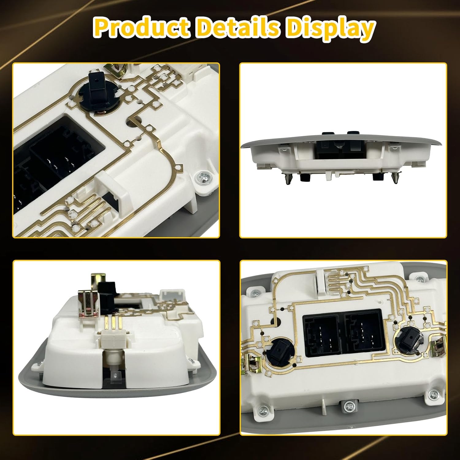 Overhead Console Light Assembly Compatible with 2004-2008 Ford F-150, 2006-2008 Lincoln Mark LT, LED Interior Roof Map Reading Lamp, Replace # 7L3Z-18519A70-BA, 7L3Z-18519A70-BC (Grey)