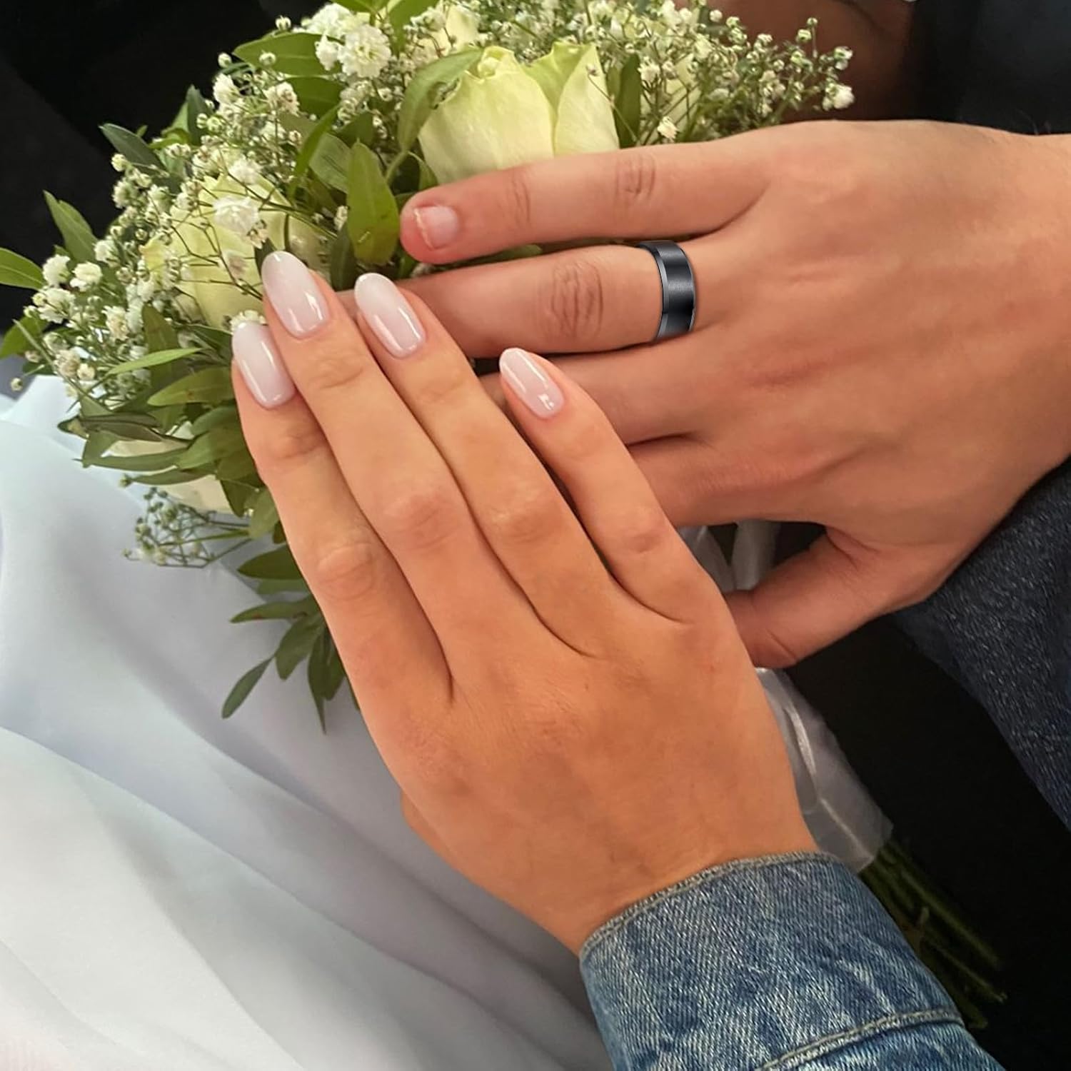 NUNCAD Tungsten Ring for Men 8mm Black/Gold Silver Tungsten Carbide Engagement Wedding Band Brushed Matte Finish Promise Ring Domed Comfort Fit Size 6-13 - Image 2