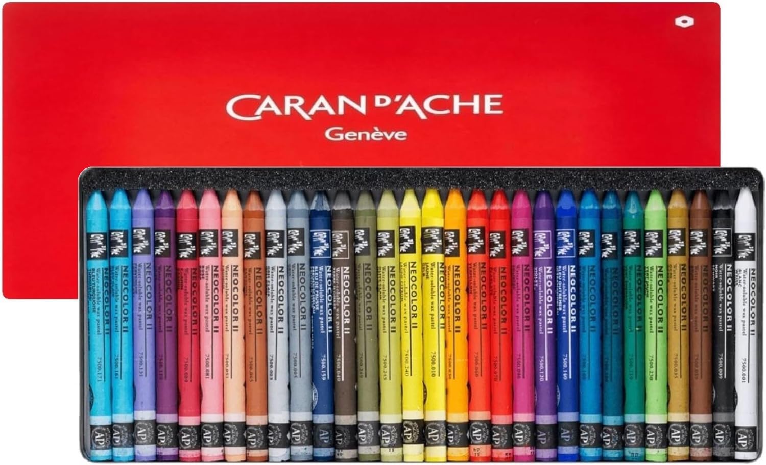 Caran d'Ache Neocolor II Wax Pastels Watercolour Pencils (Pack of 30) + 2 Karten