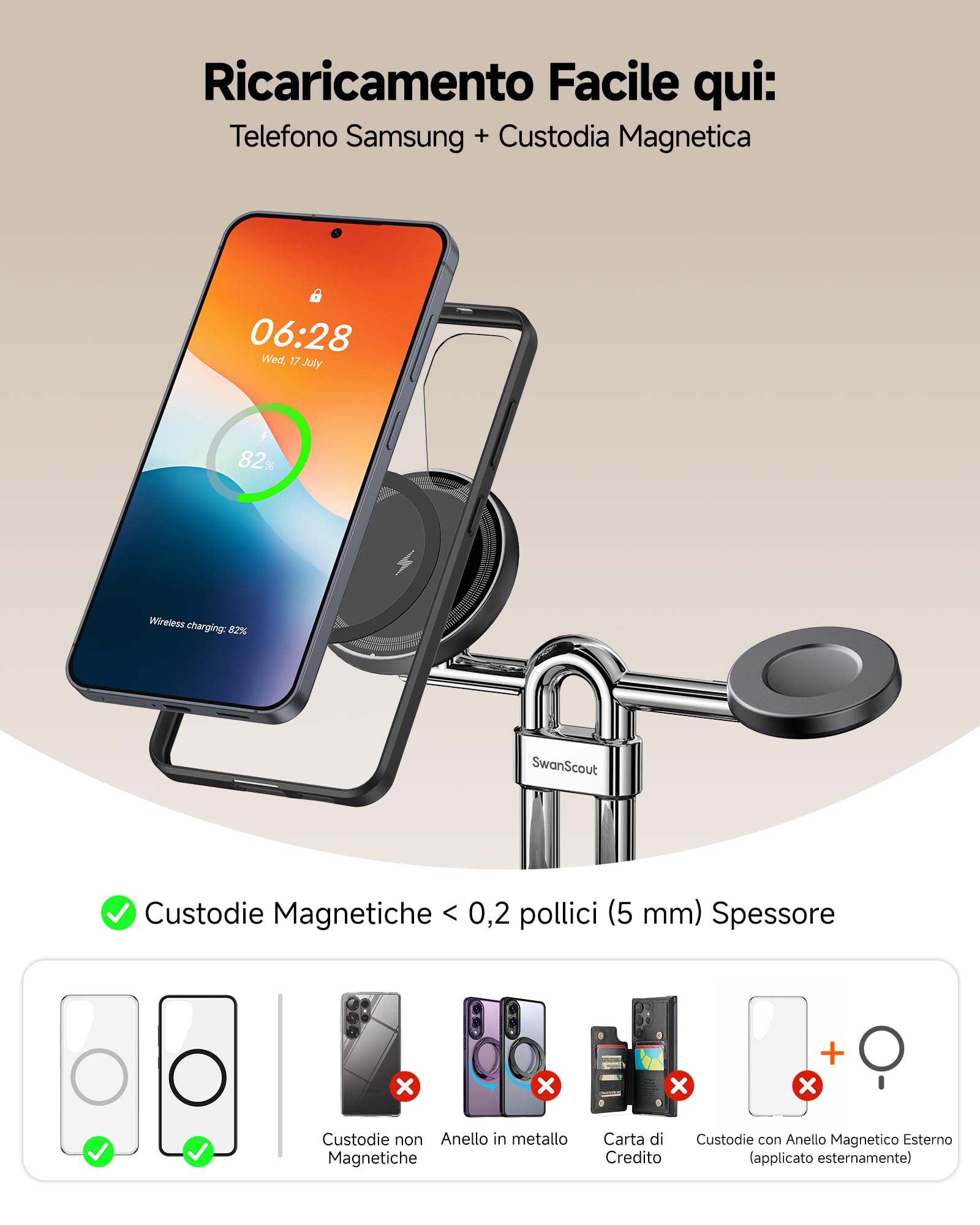 Magnetico Caricatore Wireless per Samsung Z Fold 8/8 Ultra/S26 Ultra/Flip 8 | 3 in 1 Stazione di Ricarica per Samsung S26/S25/Fold8, Base Ricarica per Galaxy Watch 8/8 Classic/Ultra 2 & Galaxy Buds 4 Pro