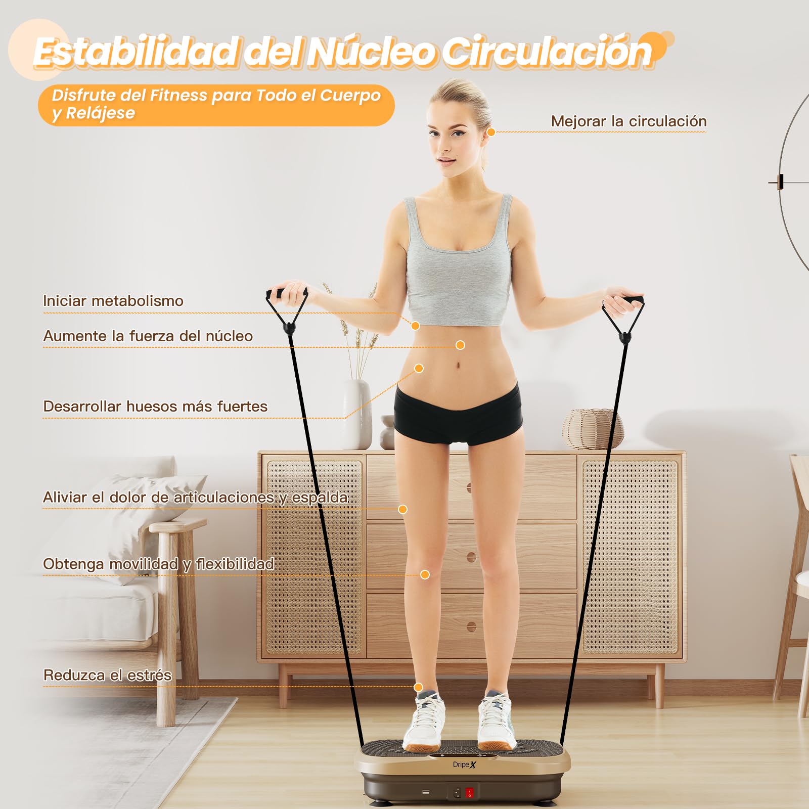 Dripex Plataforma Vibratoria, 99 Niveles de Vibración, 5 Programas de Entrenamiento, Altavoz Bluetooth, Pantalla LCD, Plataforma Vibración Muscular para Hacer Ejercicio en Casa