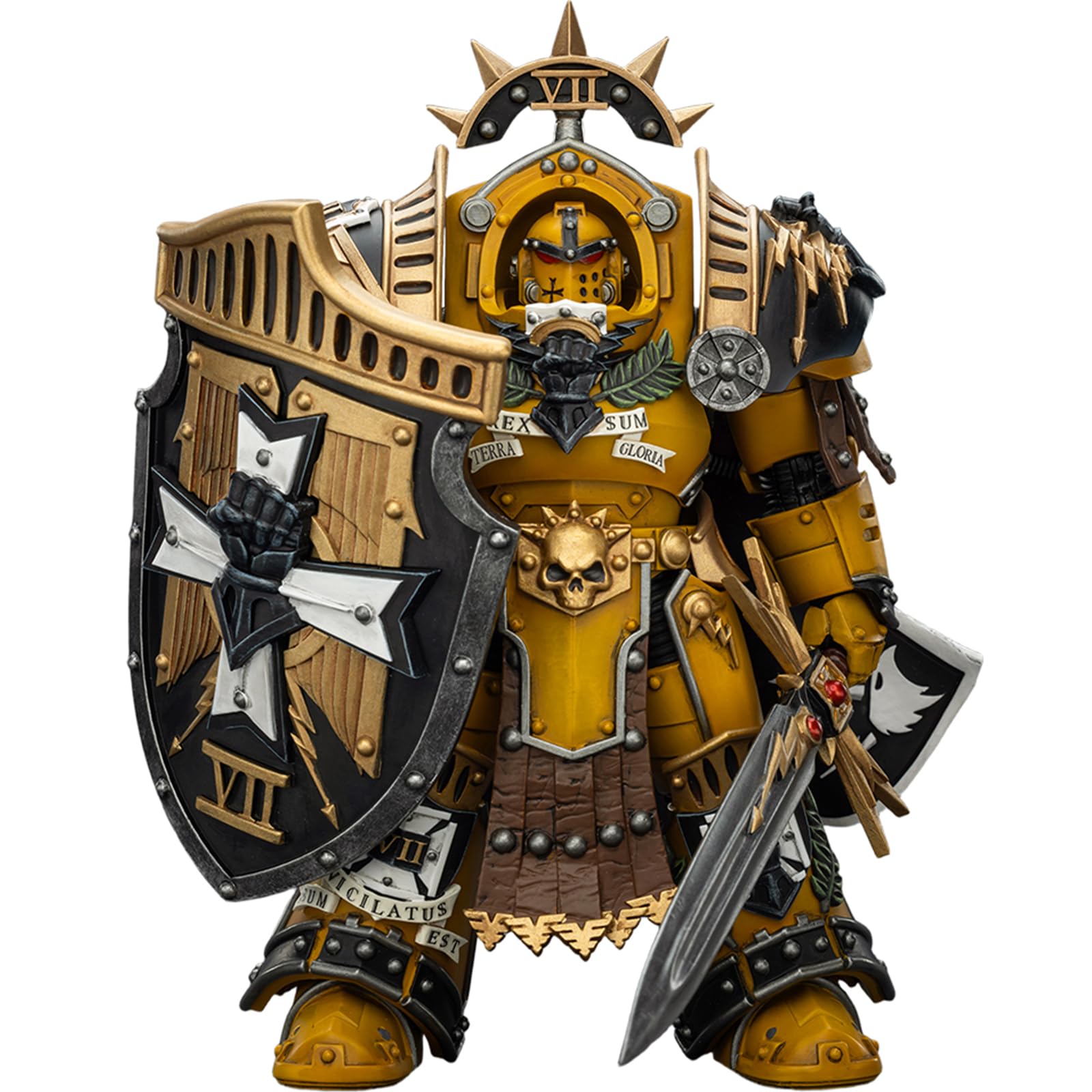 JOYTOY Warhammer 40k Horus Heresy, Imperial Fists Legion Praetor in Tartaros Terminator Armour with Power Sword and Vigil Storm Shield 1/18 Action Figure Collect And Display Model