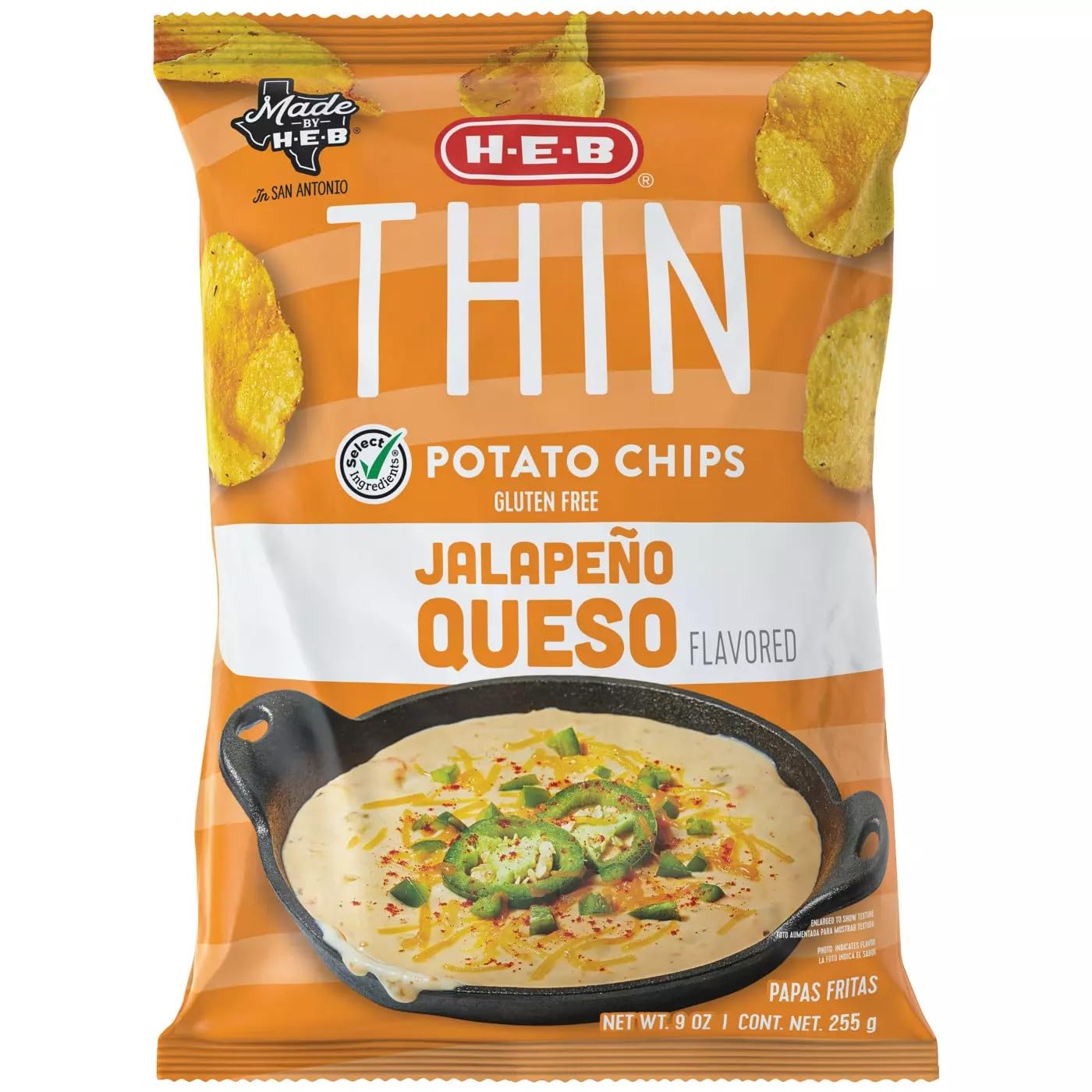 Generic H‑E‑B Thin Potato Chips - Jalapeño Queso 9 oz 2 Bags