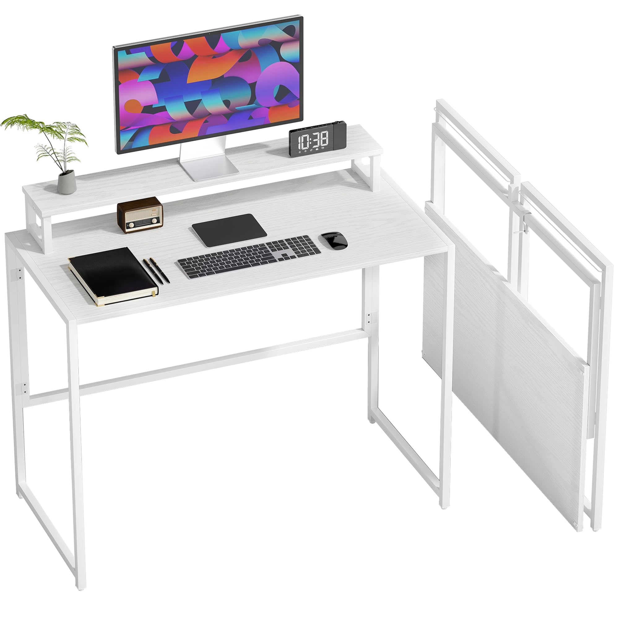 HOMCOM Schreibtisch Klappbar mit Monitorhalterung 100 x 48 x 87,5 cm Weiß