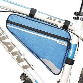 VOANZO Borsa per Telaio portabiciclette, Borsa Triangolare per Bicicletta Impermeabile Borsa da Sella Grande capacità per Ciclismo su Strada da Montagna 290 x 200 x 50 mm (Blu)