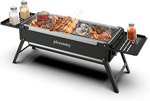 Miniatura 3 de Portable Charcoal Grill Foldable Grill, Small Grills Outdoor Cooking for Travel Camping Smoker BBQ Grill Stainless Steel Table Top Grill Charcoal