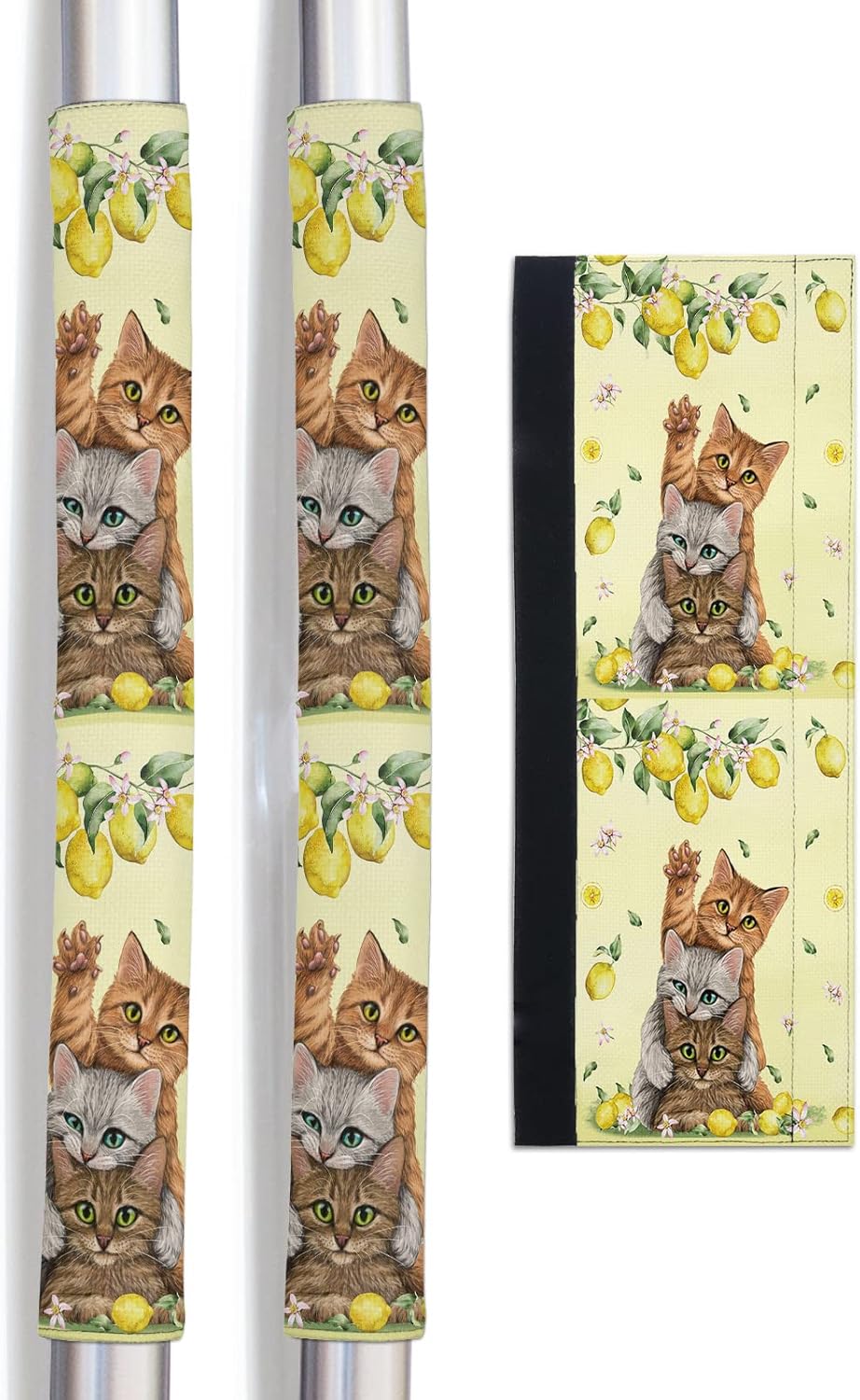 Refrigerator Door Handle Cover Lemon Cat Yellow Dishwasher Microwave Oven Fridge Stove Handles Fruit Animal Summer Fridge Protector Kitchen Appliance Decor Set of 2