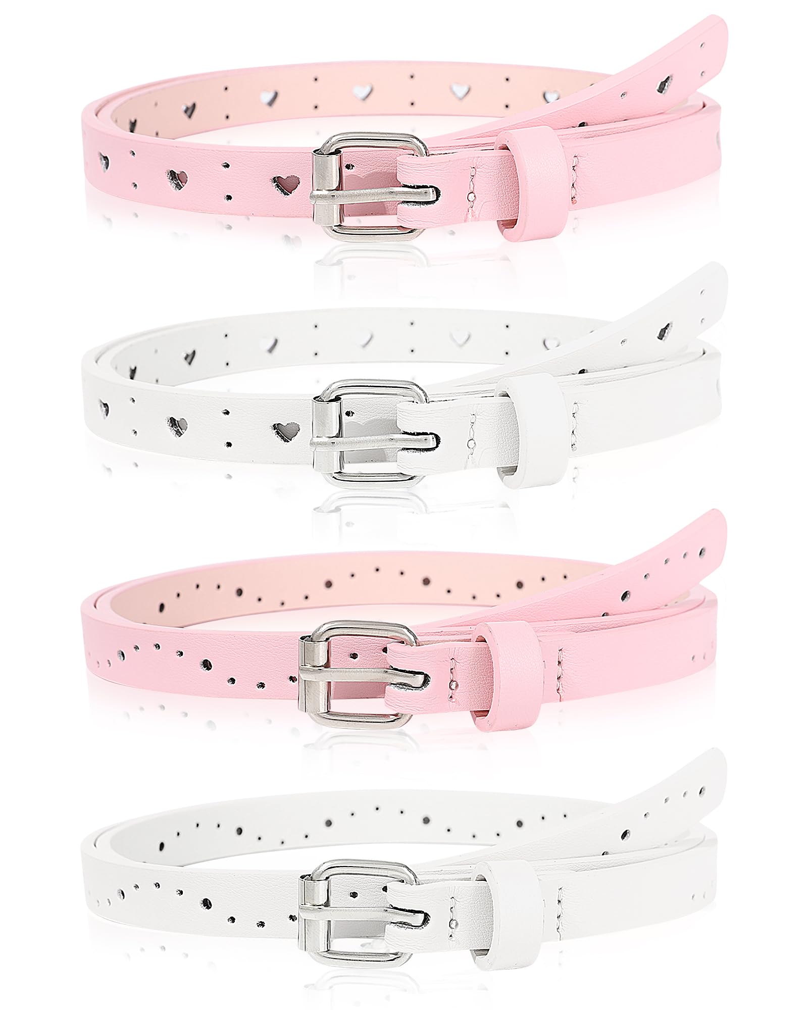 Kajeer Kids Belt for Girl,Leather Belt Heart Circle Hole Youth Toddler Belt