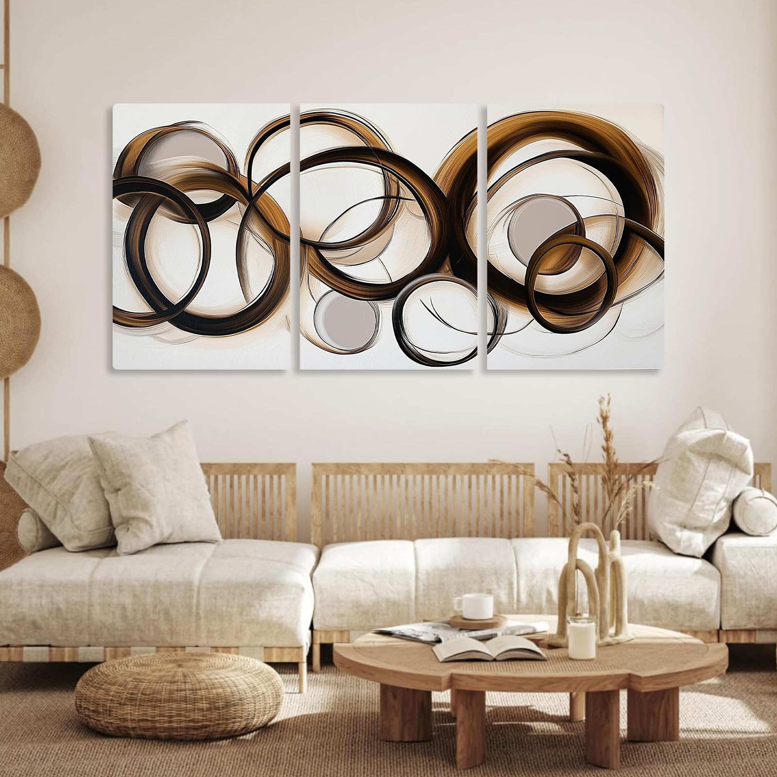 WithHope Black And Brown Wall Art, Abstract Canvas Wall Art, Abstract Geometric Artwork, Modern Home Decor, Minimalist Canvas Prints, Modern Boho