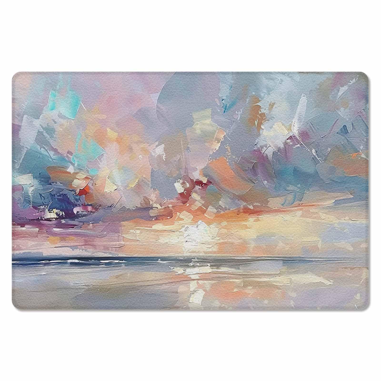 Abstract Blue Antifatigue Kitchen Bath Door Mat Cushioned Runner Rug,Washable Welcome Floor Sink Mat,Waterproof & Non-Slip Standing Doormat for Kitchen,Smear Street Art Coastal Summer Beach 18