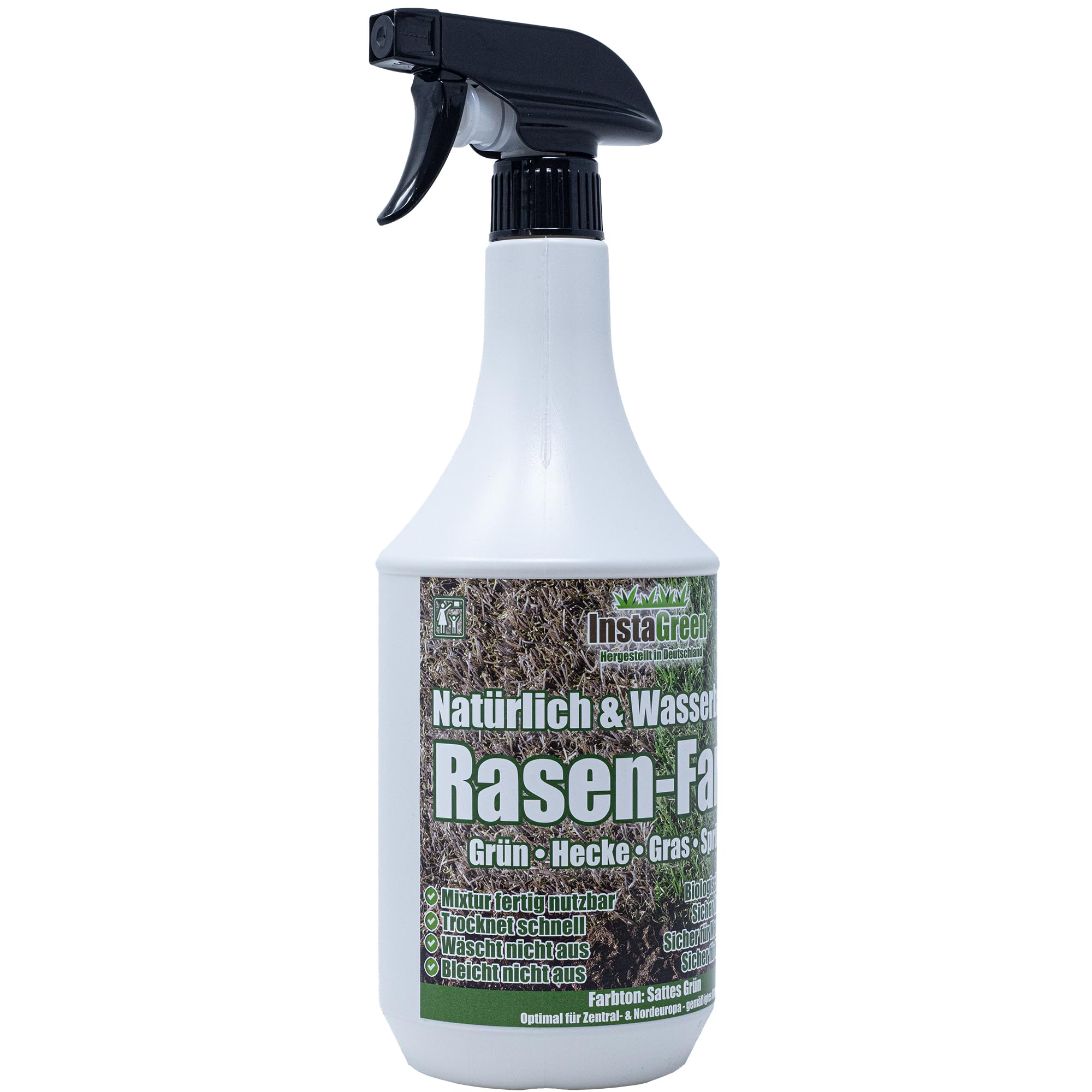 Hecken- & Rasenfarbe 1 Liter Sprühflasche - gebrauchsfertige Grasfarbe - wasserbasiert biologisch abbaubar