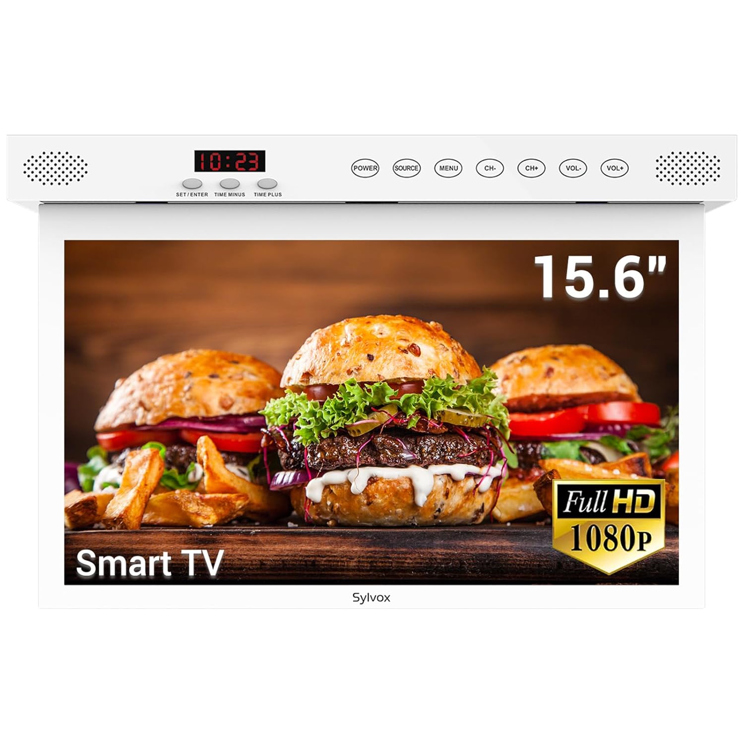 SYLVOX Kitchen TV 15 6 inch Under Cabinet TV Televison for Kitchen Smart TV Built-in APP Store Support