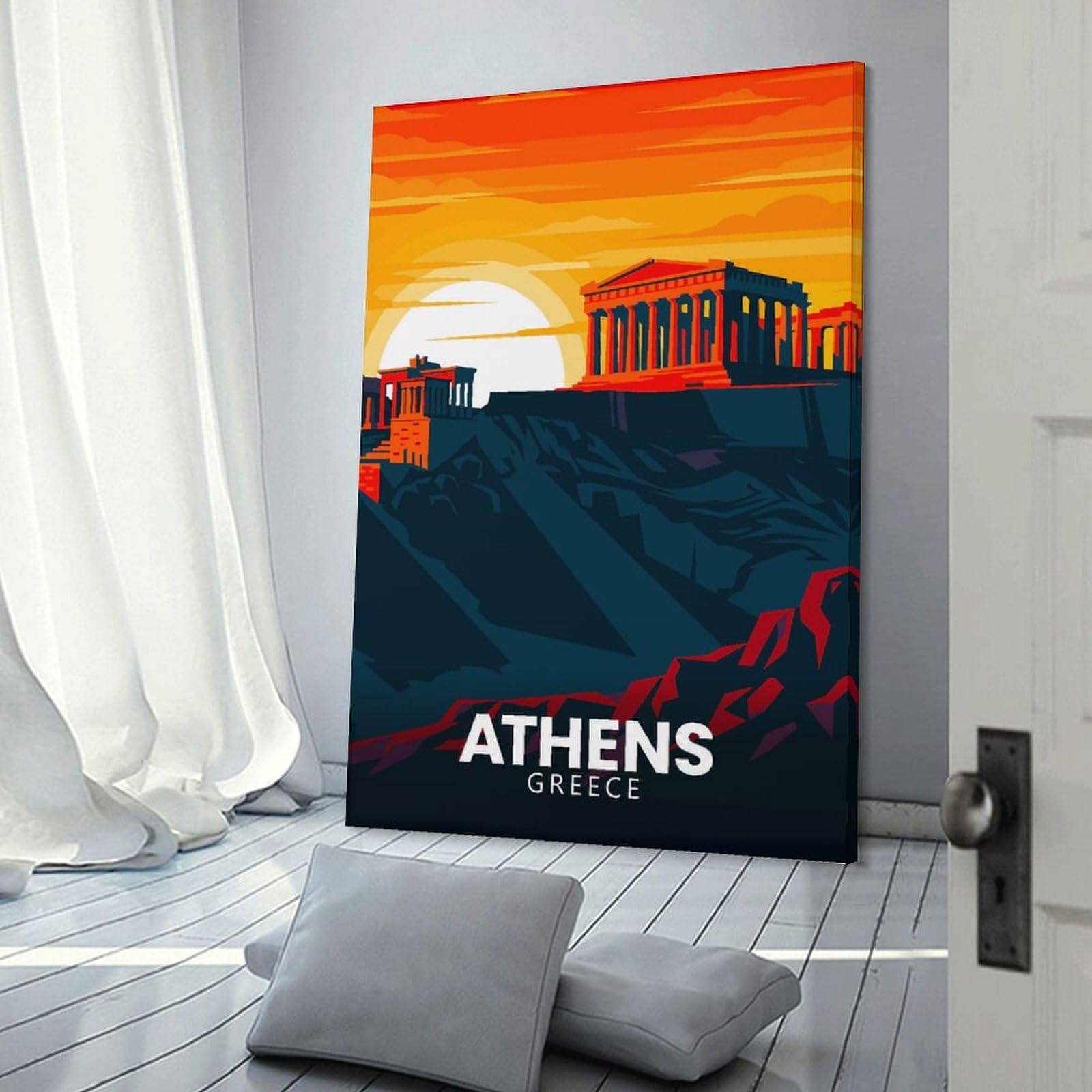 Junmoney Athens Greece Travel (7) Wall Art Print, 24x36inch(60x90cm), for Living Spaces, Bedrooms Or Relaxed Rooms, Decorative Artwork for Empty Walls