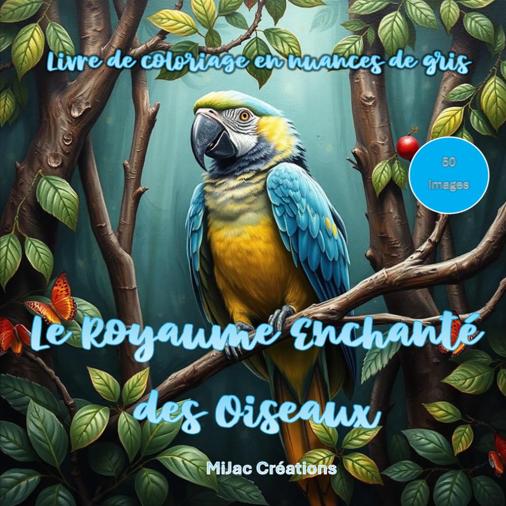 Le Royaume Enchanté des Oiseaux: Livre de coloriage en nuances de gris