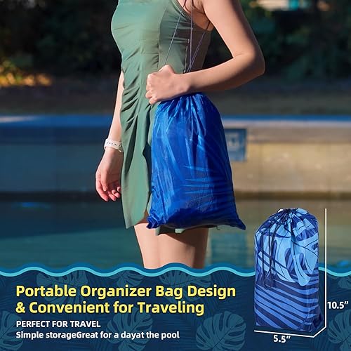 Miniatura 6 de Flotadores de piscina de viaje para adultos con bolsa de transporte, flotadores inflables de tela portátil para piscina flotante, flotadores de lujo