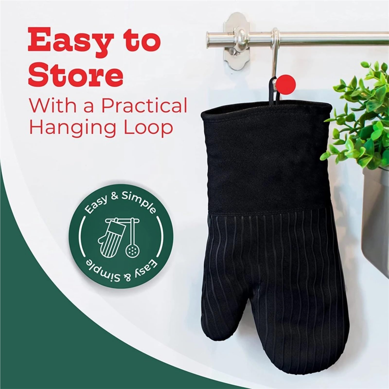 Ofenhandschuhe mit der Hitzebeständigkeit von Silikon, Ofenhandschuhe, Füllung aus recycelter Baumwolle, Frotteefutter, for Kochen in der Küche Für Kochen Und Backen(Black)