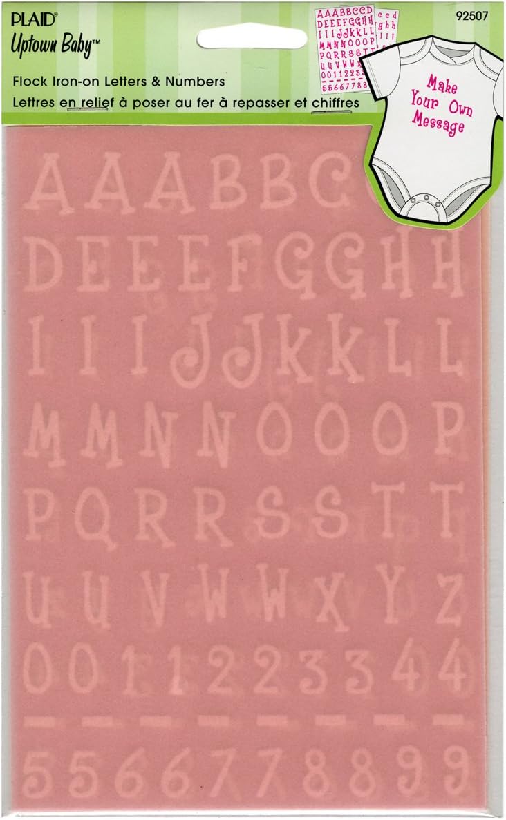 Uptown Baby Flock Iron on Appliques, Baby Girl Pink Alphabet
