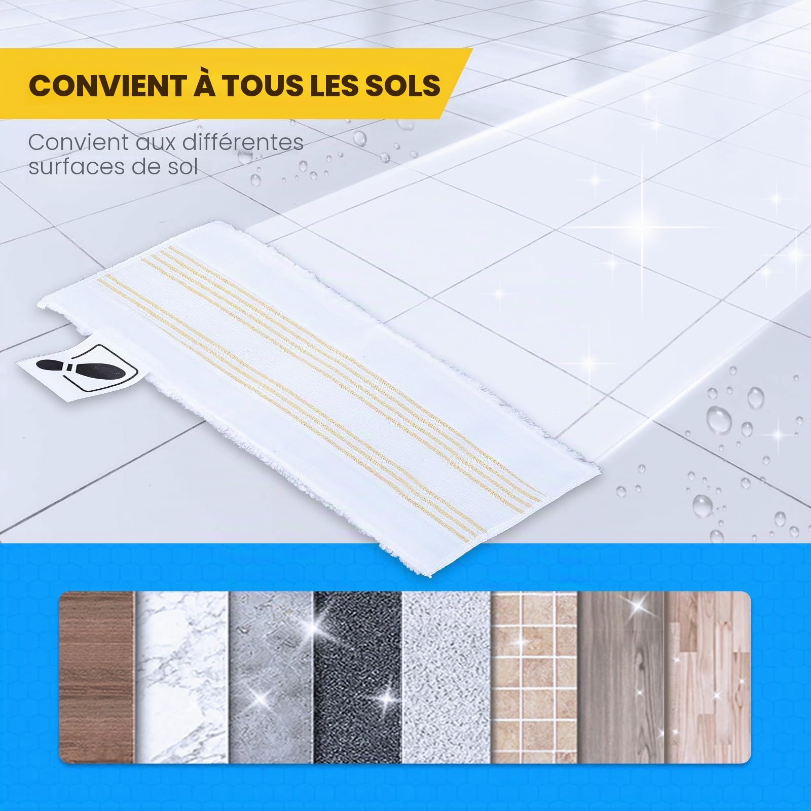 KEEPOW Ensemble de chiffons en microfibres Compatible avec les nettoyeurs vapeur pour Kärcher EasyFix SC 1, SC 2, SC 3, SC 4, SC 5 ，Nouvel ensemble comprenant 3 buses pour sols et 3 buses à main