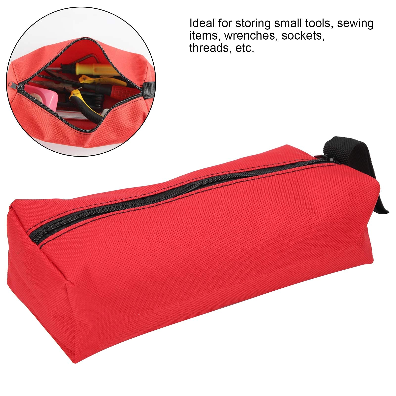 Tool Storage Bag Hand‑Held Tool Storage Bag Hand Tools Organizer with Wristband Small Tool Bag(red) - Image 2