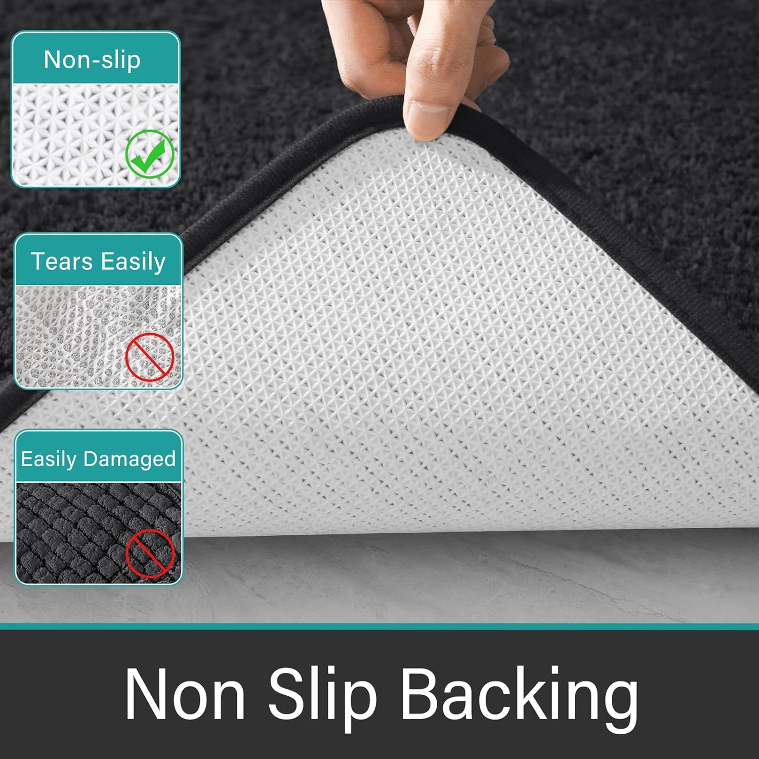 LOCHAS Bathroom Rug Runner 24x60 Inch, Soft Thick Absorbent Microfiber Bath Rugs for Bathroom, Machine Washable, Shaggy Plush Non Slip Bath Mat for Tub, Shower Floor, Quick Dry Mats, Dark Grey - Image 2