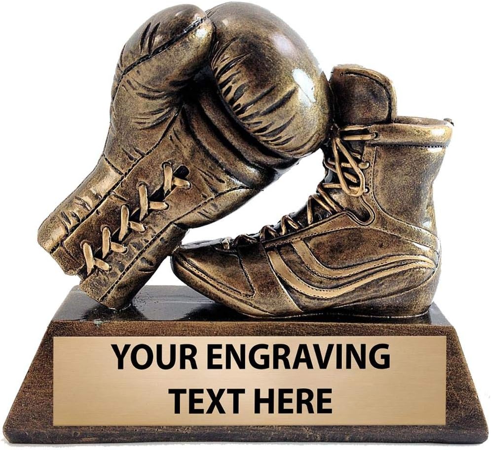 Crown Awards 5.5" Boxing Shoe and Glove Sculpture, 3D Molded Resin Boxing Award with Customized Engraving Prime