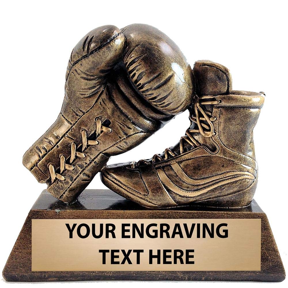 Crown Awards 5.5" Boxing Shoe and Glove Sculpture, 3D Molded Resin Boxing Award with Customized Engraving Prime