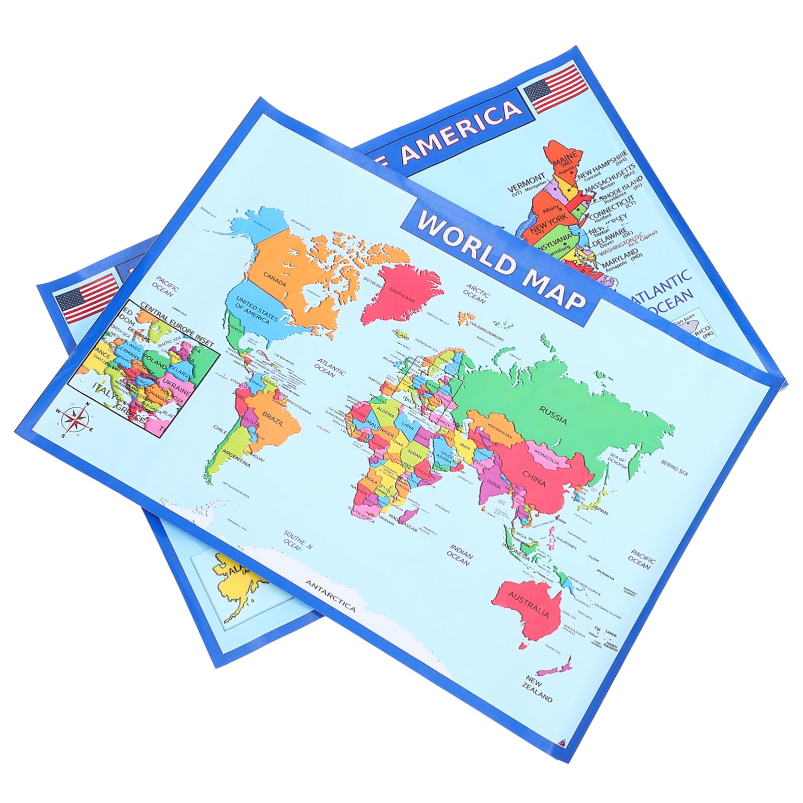STOBOK 3sätze Geographie Wandkarte Lernposter Weltkarte Für Klassenzimmer Und Schlafzimmerdekoration Für Homeschooling Und Vorschule Klarer Druck Leuchtende Farben