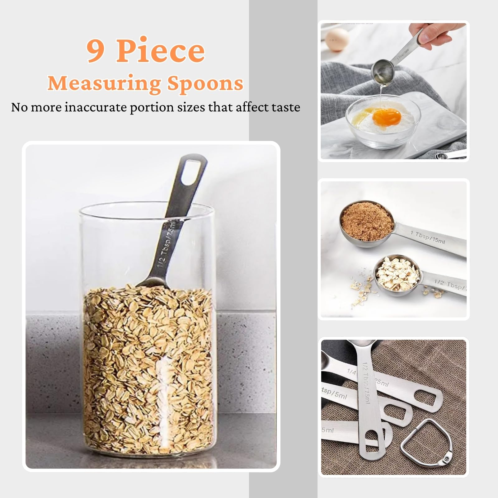 21PCS Measuring Cups and Spoons Set, Include 7 Nesting Measuring Cups, 9 Measuring Spoons and 5 Mini Spoons - Image 4