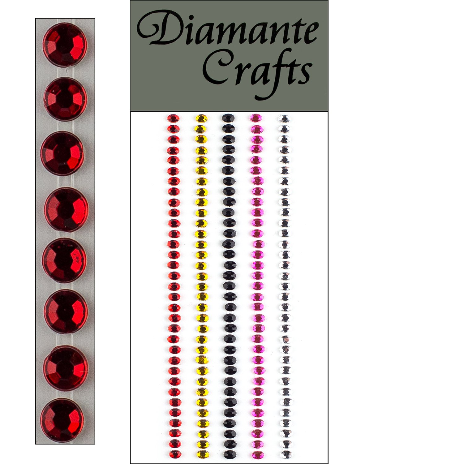 165 x 3mm Mixed Colour Diamante Self Adhesive Strips Rows Rhinestone Body Nail Vajazzle Gems - created exclusively for Diamante Crafts RR