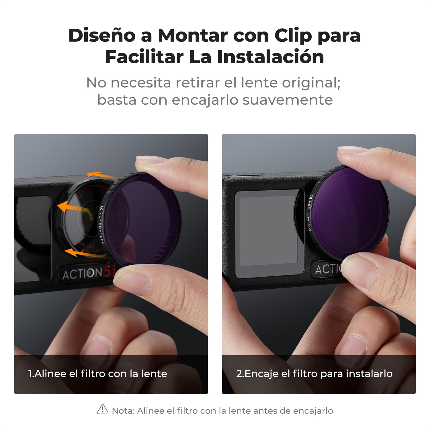 K&F Concept DJI OSMO Action 5 PRO Action 4 Filtros, Filtro ND8&PL, Filtro ND16&PL, Filtro ND32&PL, Filtro ND64&PL Compatible con DJI OSMO Action 5 PRO Action 4 Action 3 con 28 Capas Nano Revestimiento