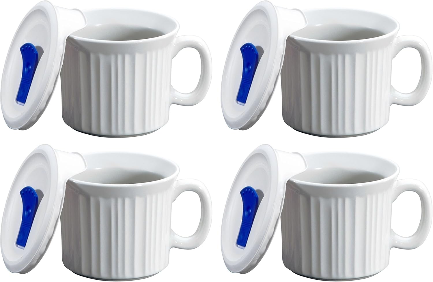 CorningWare 20 oz French White Meal Mug with Plastic Vented Lid (4-Pack)
