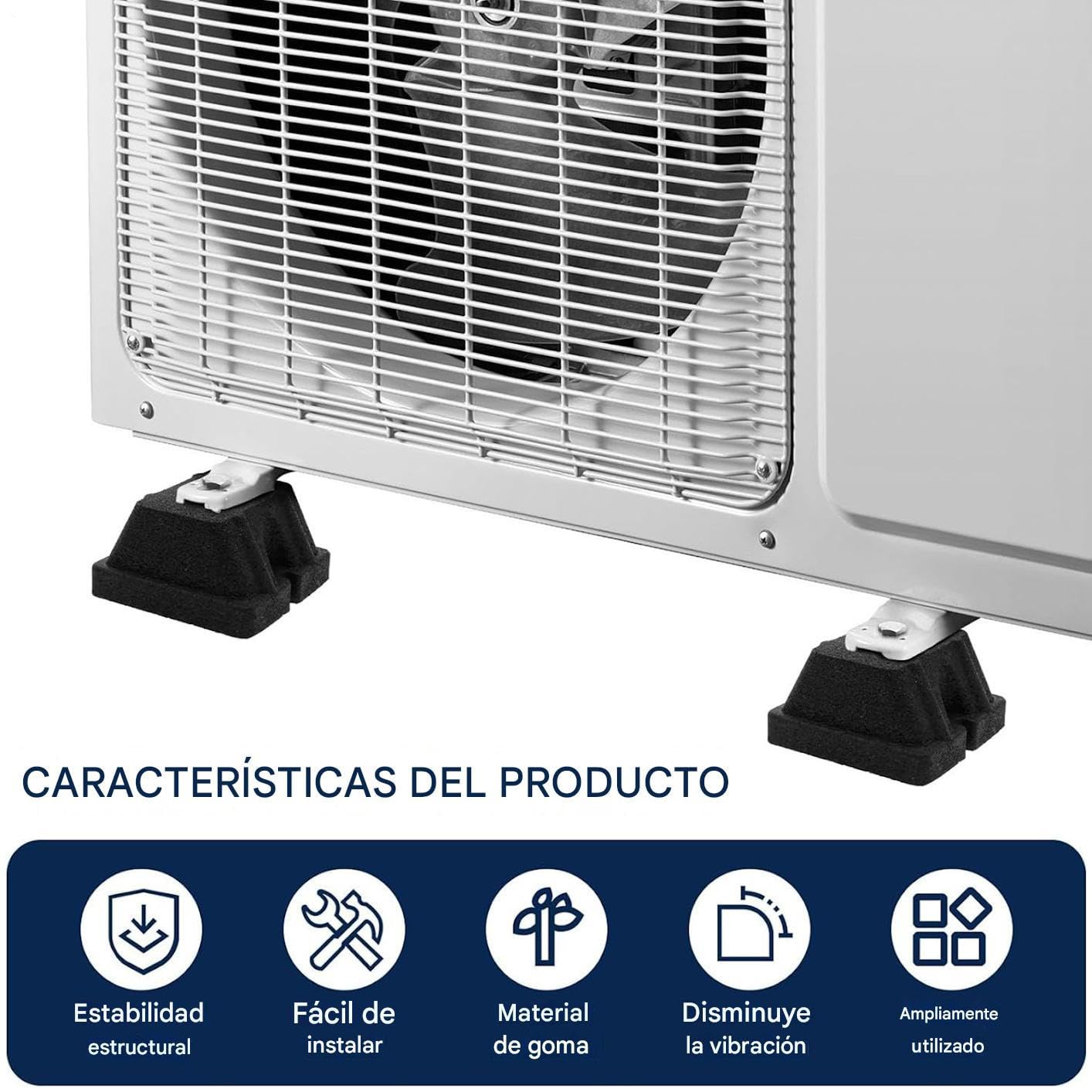 Almohadillas Antivibración Soporte Montaje Aislante Reforzado | 4 Pies Antivibración Caucho Reducción Impacto Y Ruido Bomba De Calor para Minisplit, Bomba de Calor, Aire Acondicionado,