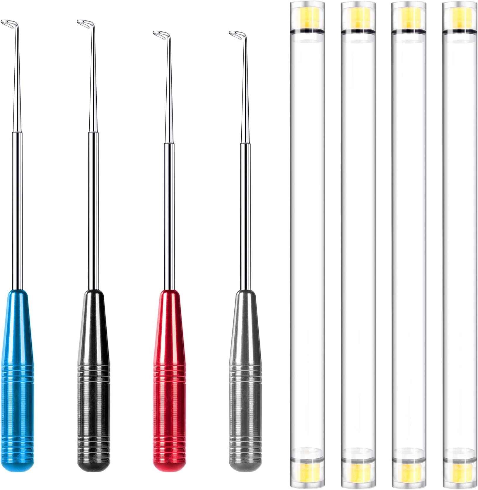 OIIKI 4PCS Fishing Hook Remover Tools, Fish Hook Quick Removal Kit, Fish Hook Separator Tools Fishing Accessories - Blue, Black, Grey, Red