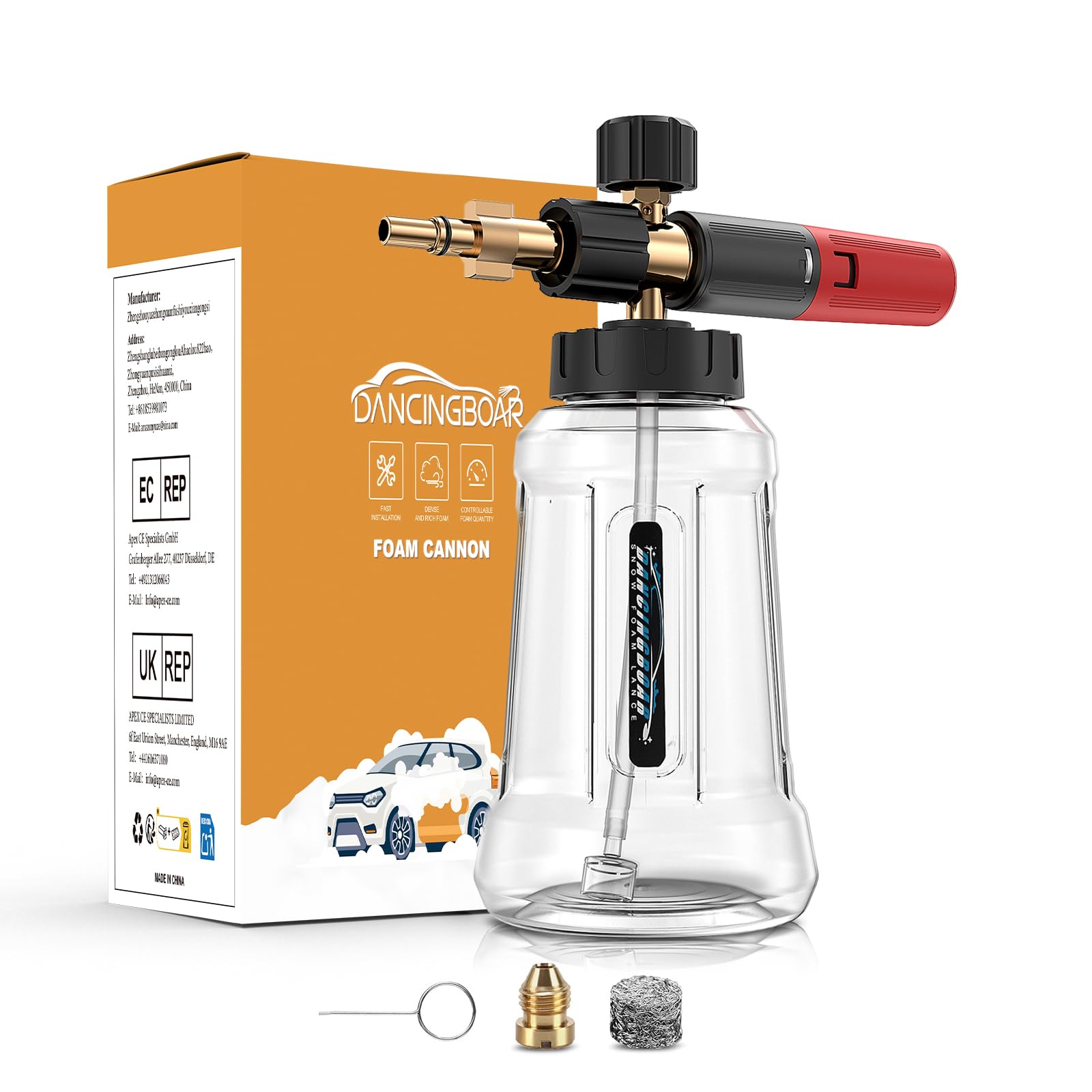 Botella de cañón de espuma de nieve para Bosch 110/120/125 Aquatak, pistola AR Blue Clean 1 L, accesorios para lavadora