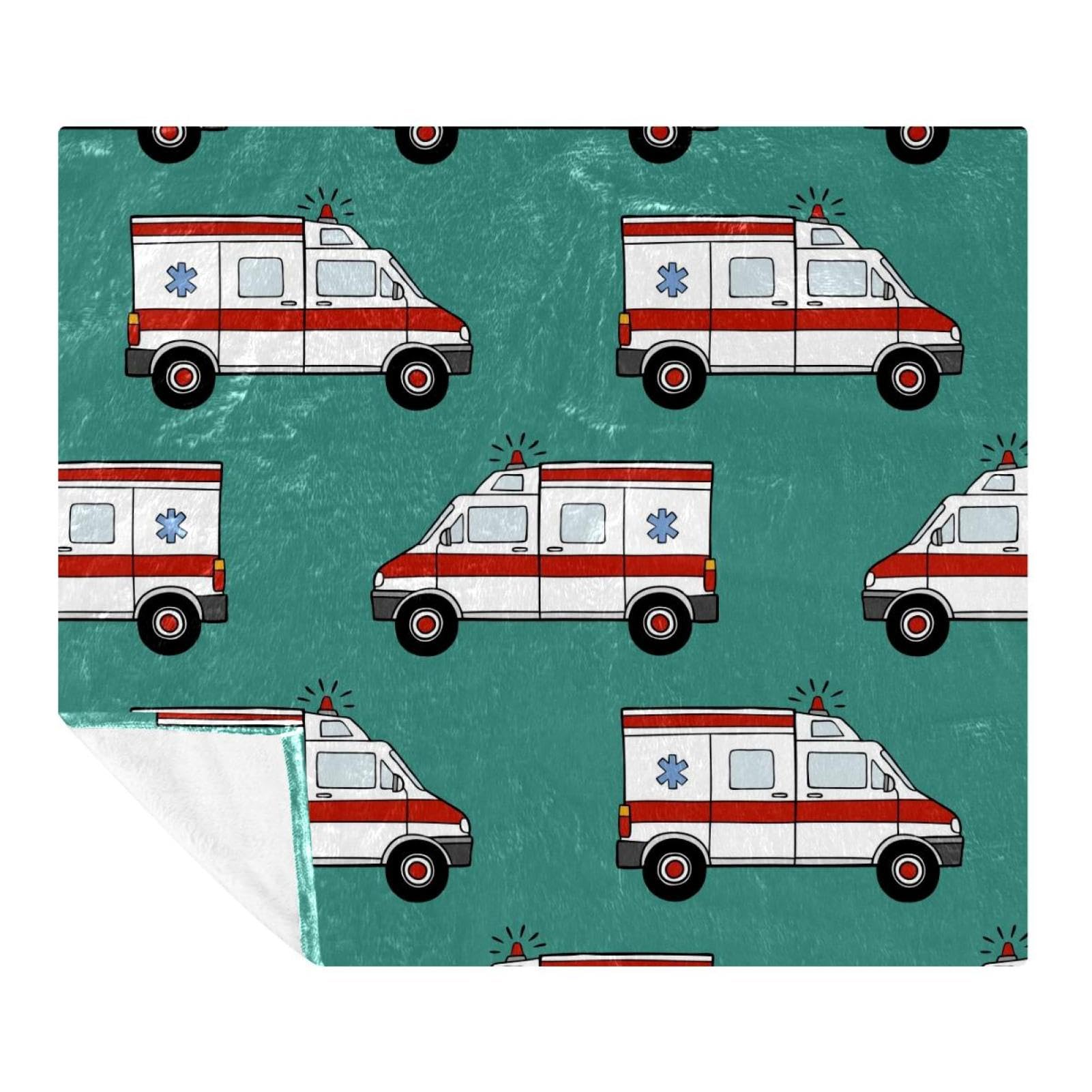 Couverture douce et confortable à motif voitures d'ambulance pour adultes et enfants, couverture polaire en microfibre légère pour canapé, lit, canapé, voyage, 150 x 200,7 cm