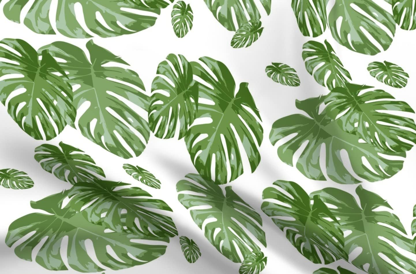 Spoonflower Fabric - Tropical Palm Elephant Leaf Greens Botanical Print Monstera Banana Printed on Organic Cotton Sateen Fabric by The Yard - Sewing Quilting Apparel Home Decor