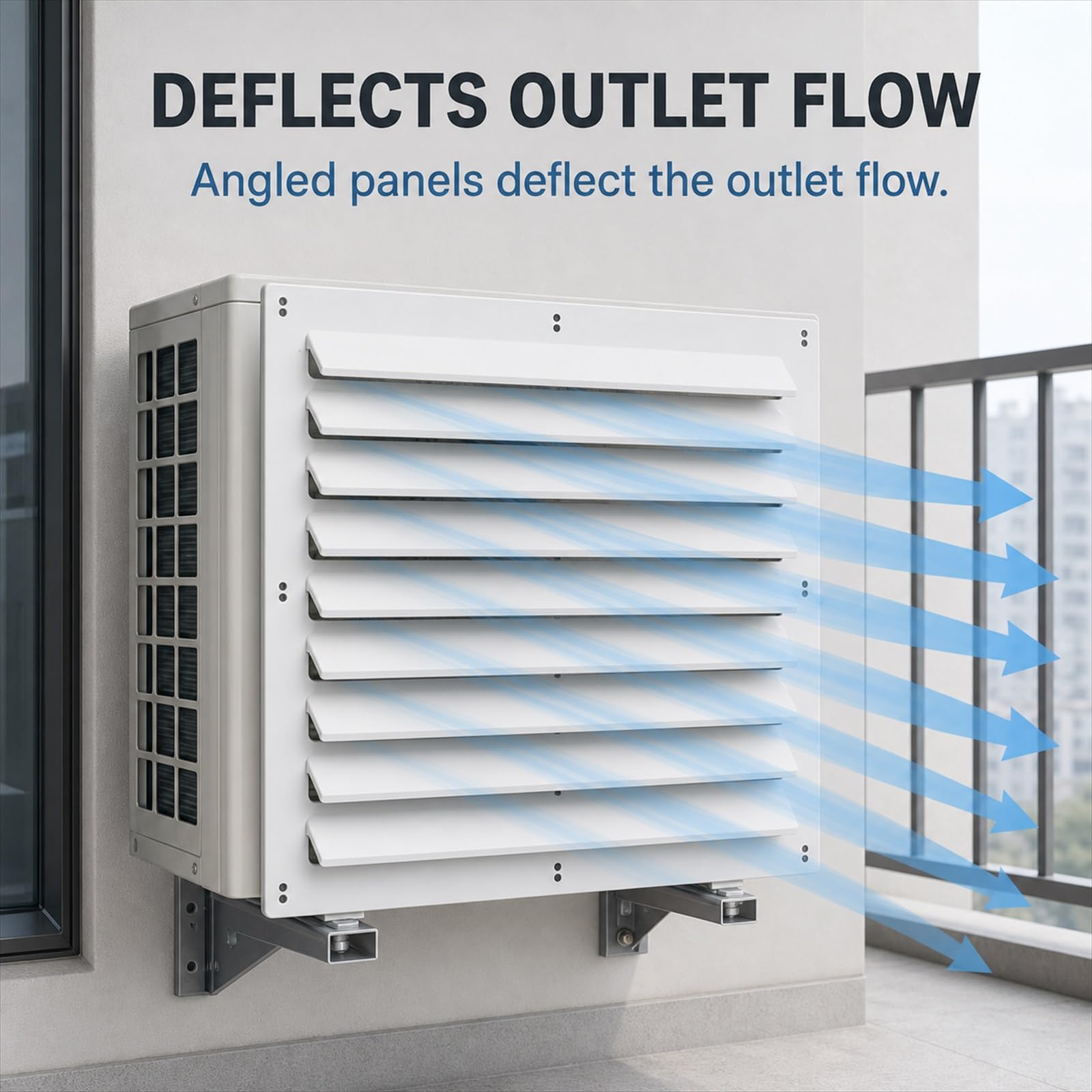 Deflettore in Acciaio Zincato,Deflettore in Acciaio Inossidabile Quadrato,AC unità Esterne Copertura di Sfiato,Deflettore d'Aria per condizionatori Esterni,per condizionatori Parete