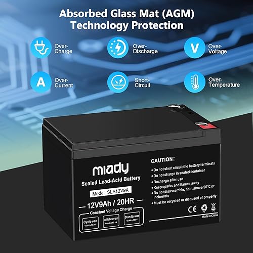 Miniatura 28 de Miady Batería de plomo ácido sellada recargable de 12V 7Ah (1 paquete)